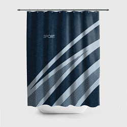 Шторка для ванной Sport синий текстурный с полосами