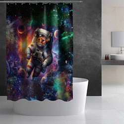 Шторка для душа Котик бравый космонавт - неон, цвет: 3D-принт — фото 2