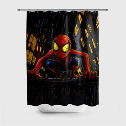Шторка для ванной Маленький человек-паук с желтыми глазами