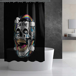 Шторка для душа Skull and rainbow - im fine, цвет: 3D-принт — фото 2