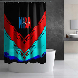 Шторка для душа NBA краски геометрия, цвет: 3D-принт — фото 2