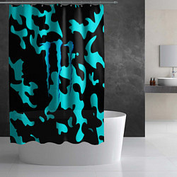 Шторка для душа Monster energy камуфляж голубой, цвет: 3D-принт — фото 2