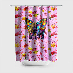 Шторка для ванной Слон с крыльями бабочки