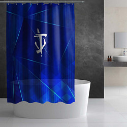 Шторка для душа Doom blue poly, цвет: 3D-принт — фото 2