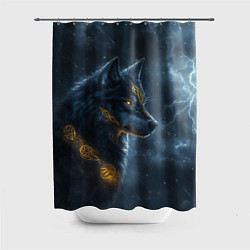 Шторка для душа Волк фэнтези стиль, цвет: 3D-принт