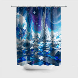 Шторка для ванной Космический фантастический пейзаж