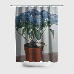 Шторка для ванной Спящий воробушек на гортензии