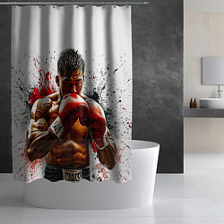 Шторка для душа Тайский боксер на белом, цвет: 3D-принт — фото 2