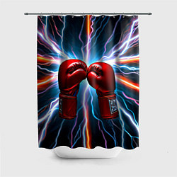 Шторка для ванной Бойцовские перчатки и молнии