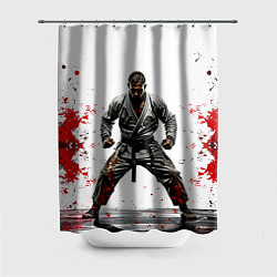 Шторка для ванной Боец джиу-джитсу на белом
