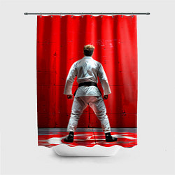 Шторка для ванной Боец джиу-джитсу на красном
