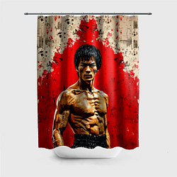 Шторка для ванной Брюс Ли на красном
