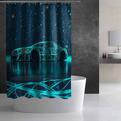 Шторка для душа BMW неоновый фон, цвет: 3D-принт — фото 2