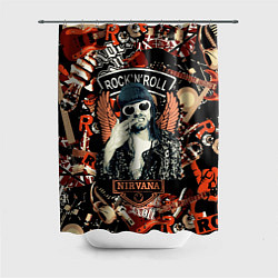 Шторка для ванной Nirvana Kurt Cobain на фоне гитар