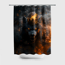 Шторка для ванной Волк в огне