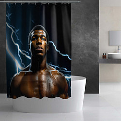 Шторка для душа Мухаммед Али и молния, цвет: 3D-принт — фото 2