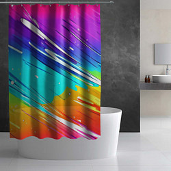 Шторка для душа Радужные брызги краски текстура, цвет: 3D-принт — фото 2