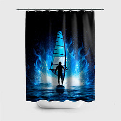 Шторка для ванной Виндсерфер в синем пламени