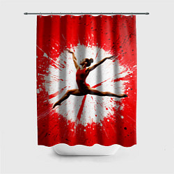 Шторка для ванной Воздушная гимнастка на красном