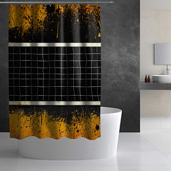 Шторка для душа Волейбольная сетка на черном, цвет: 3D-принт — фото 2