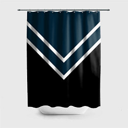 Шторка для ванной Синий с чёрным и белые полосы