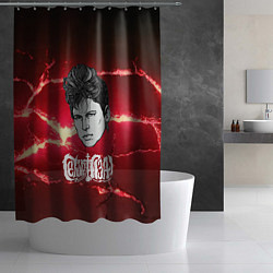 Шторка для душа Сектор газа портрет на красном разломе плит, цвет: 3D-принт — фото 2