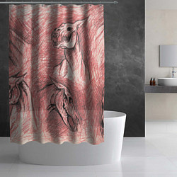 Шторка для душа Черепа лошадей - эскиз, цвет: 3D-принт — фото 2