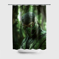 Шторка для ванной Рептилия в зеленой маске