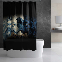 Шторка для душа Инь янь волк и волчица с луной, цвет: 3D-принт — фото 2