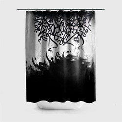 Шторка для душа Гранж каллиграфия, цвет: 3D-принт