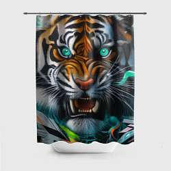 Шторка для ванной Морда свирепого тигра - нейроарт