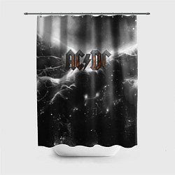 Шторка для ванной ACDC металлический лого черно-белая текстура