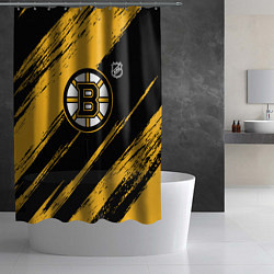 Шторка для душа Бостон Брюинз - брызги краски, цвет: 3D-принт — фото 2