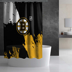 Шторка для душа Бостон Брюинз - разлитая краска, цвет: 3D-принт — фото 2