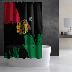 Шторка для душа Чикаго Блэкхокс - брызги красок, цвет: 3D-принт — фото 2