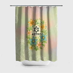 Шторка для душа Astro логотип в цветочках, цвет: 3D-принт