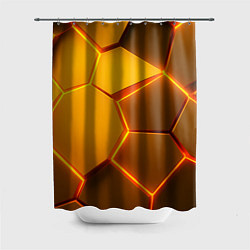 Шторка для душа Желтые неоновые соты - текстура, цвет: 3D-принт