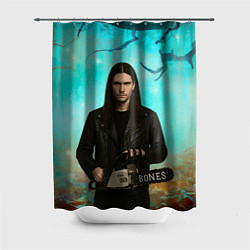 Шторка для ванной Bones держит бензопилу