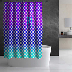 Шторка для душа Monster шахматная клетка градиент, цвет: 3D-принт — фото 2