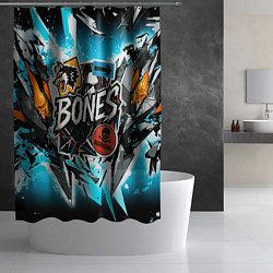 Шторка для душа Bones логотип в стиле стикеров, цвет: 3D-принт — фото 2