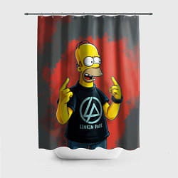 Шторка для душа Гомер в футболке Linkin Park, цвет: 3D-принт