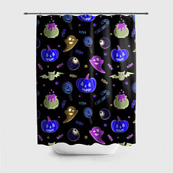 Шторка для ванной Halloween blue black pumpkin