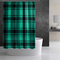 Шторка для душа Checkered turquoise, цвет: 3D-принт — фото 2