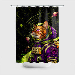 Шторка для душа Кислотный кот в космосе, цвет: 3D-принт