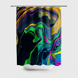 Шторка для ванной Разводы и переливы разноцветной краски