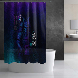 Шторка для душа Неоновый призрачный самурай, цвет: 3D-принт — фото 2