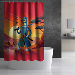Шторка для душа Бендер ниндзя в Японском пейзаже, цвет: 3D-принт — фото 2