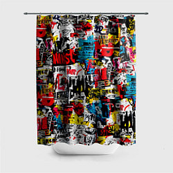 Шторка для душа Граффити коллаж, цвет: 3D-принт