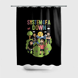 Шторка для ванной System of a Down мультяшный