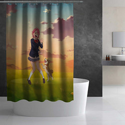 Шторка для душа Сиратори Айра играет с песиком - Дандадан, цвет: 3D-принт — фото 2
